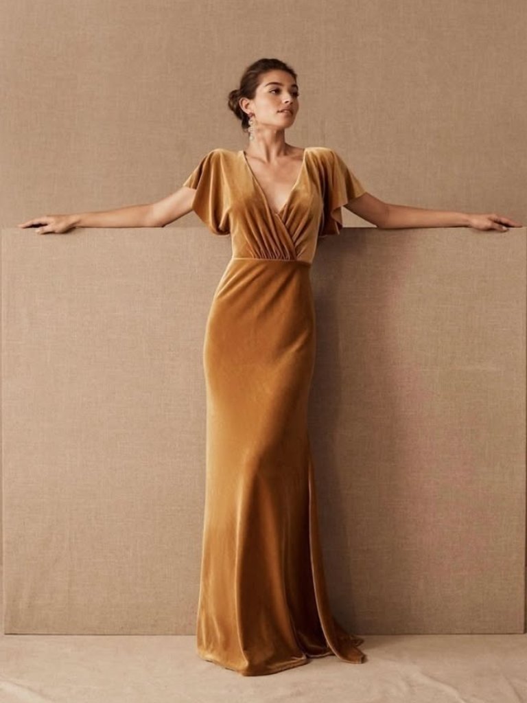 Jenny Yoo X Bhldn Bridesmaid Dress - Gold (Velvet)
